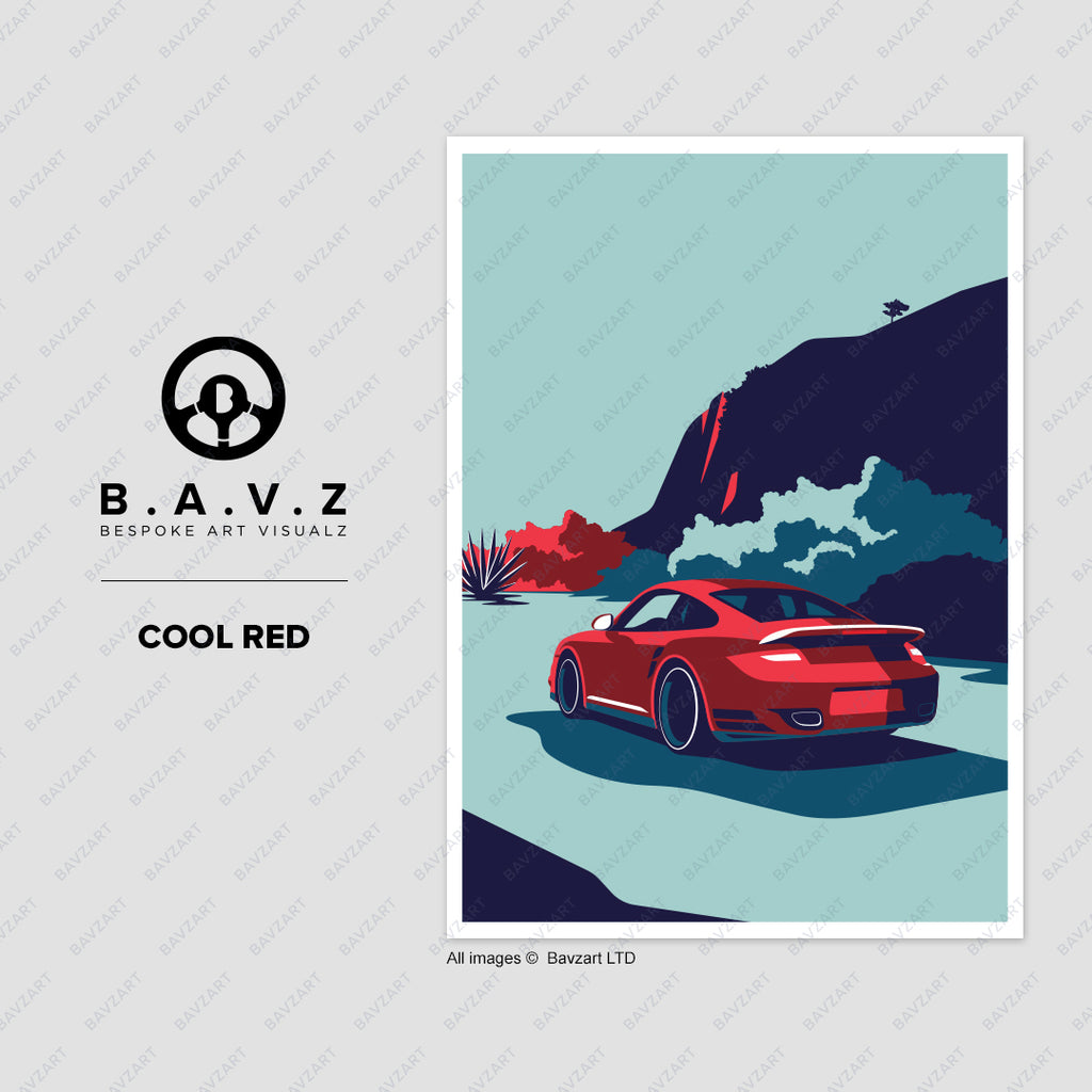 Porsche 997 turbo cool red wall art
