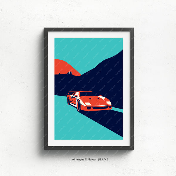 Ferrari F40 coming at you wall art