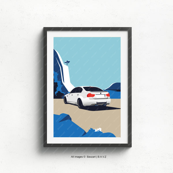 Alone with BMW M3 e90 sedan wall art