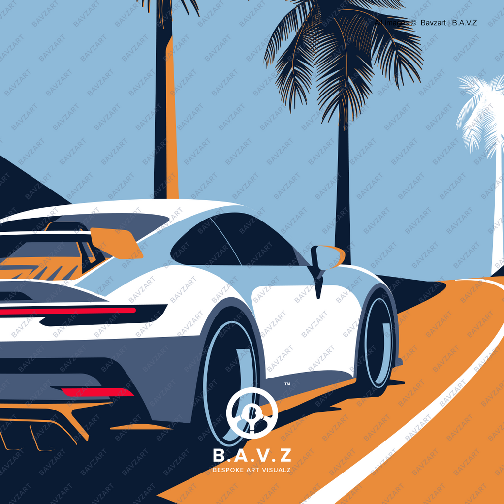 close up of Porsche illustration by bavz