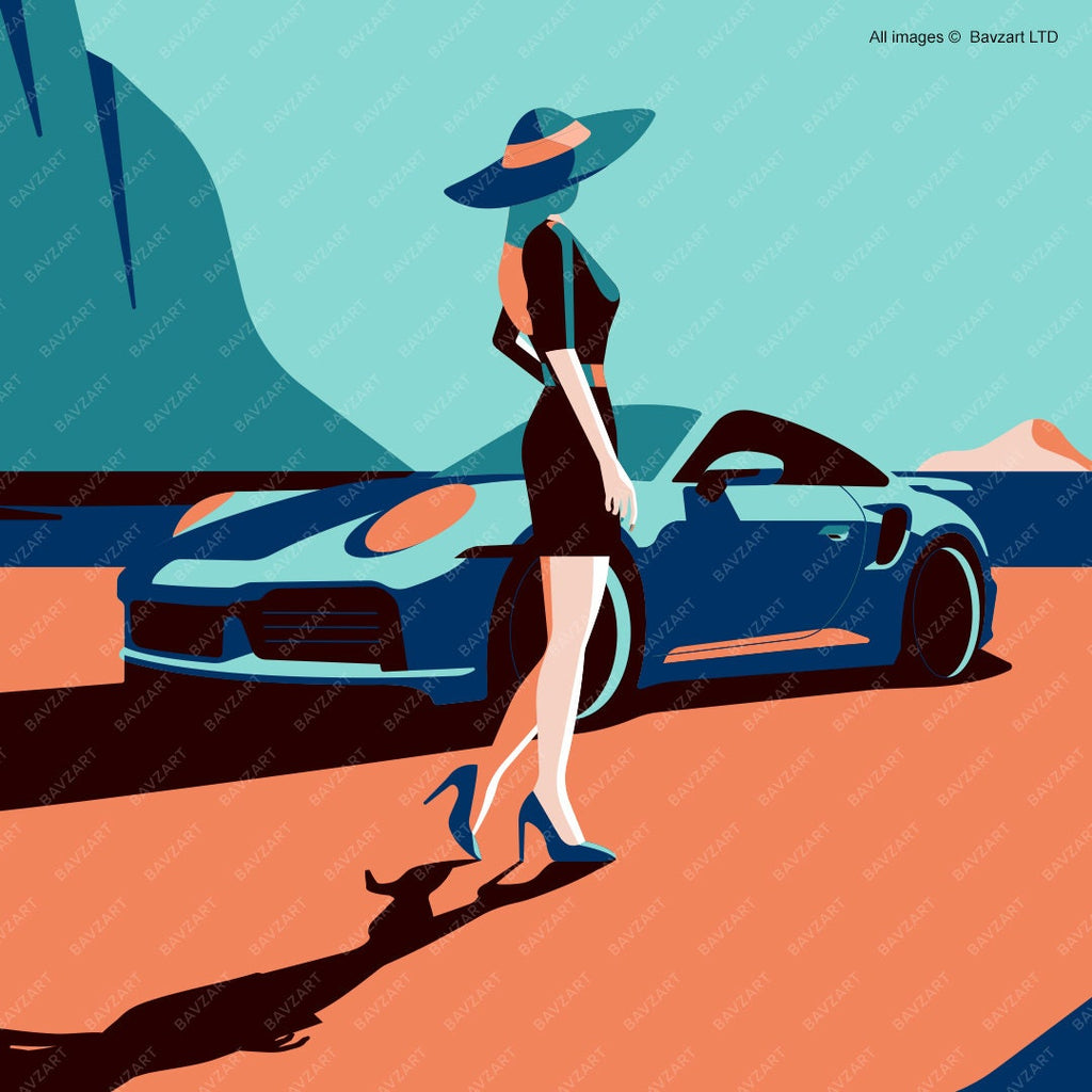 Her love for Porsche 911 automotive art