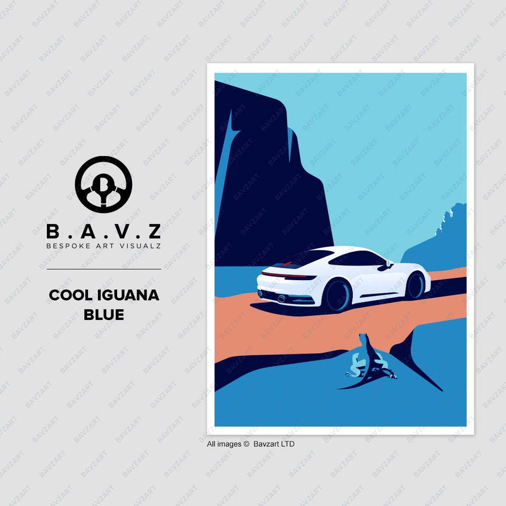 Porsche 992 cool blue - wall art