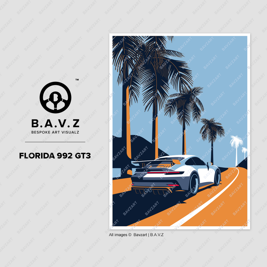 porsche gt3 travelling on California roads artwork by bavz