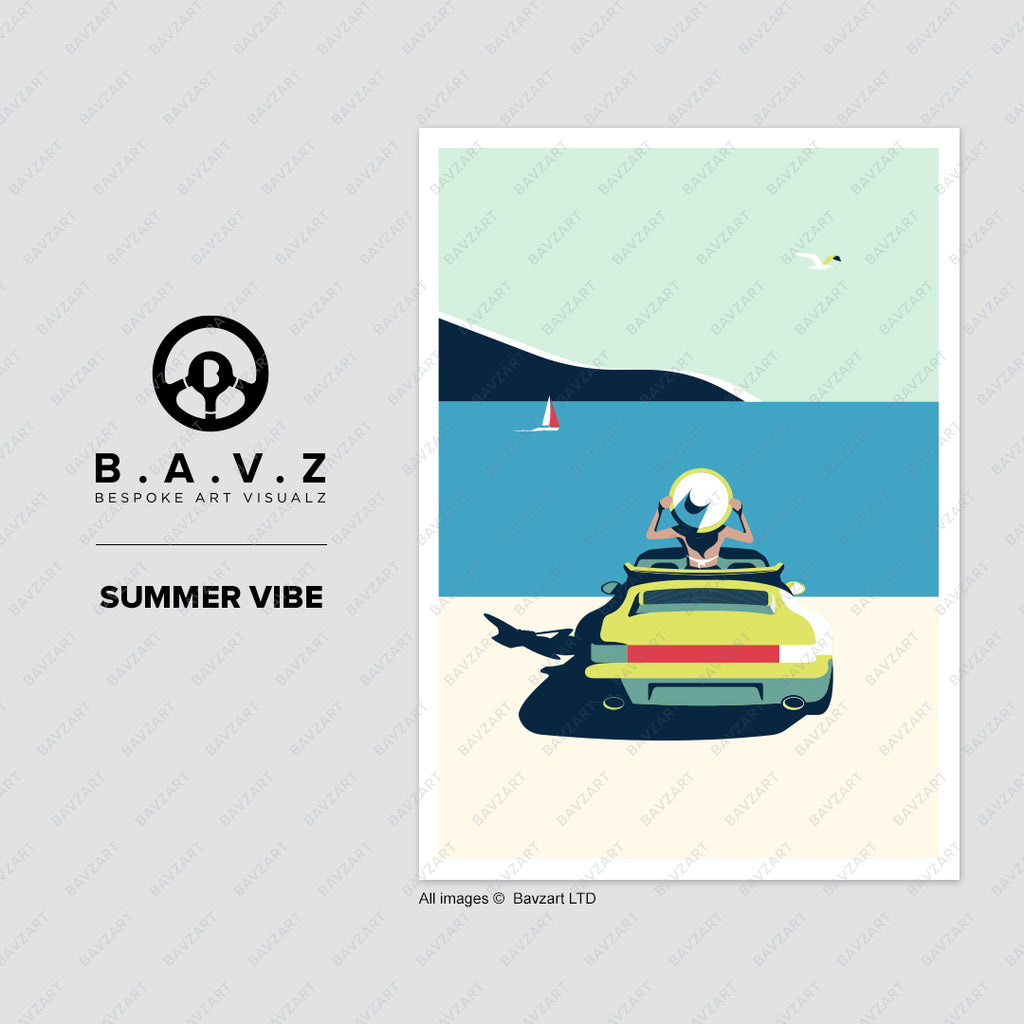 Porsche 911 964 Cabriolet summer vibe wall art