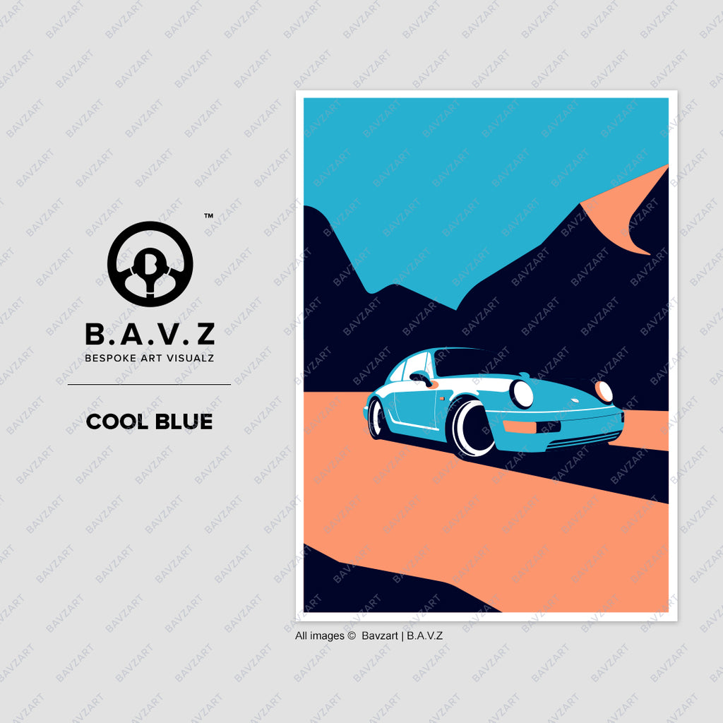 Go follow Porsche 964 cool blue wall art