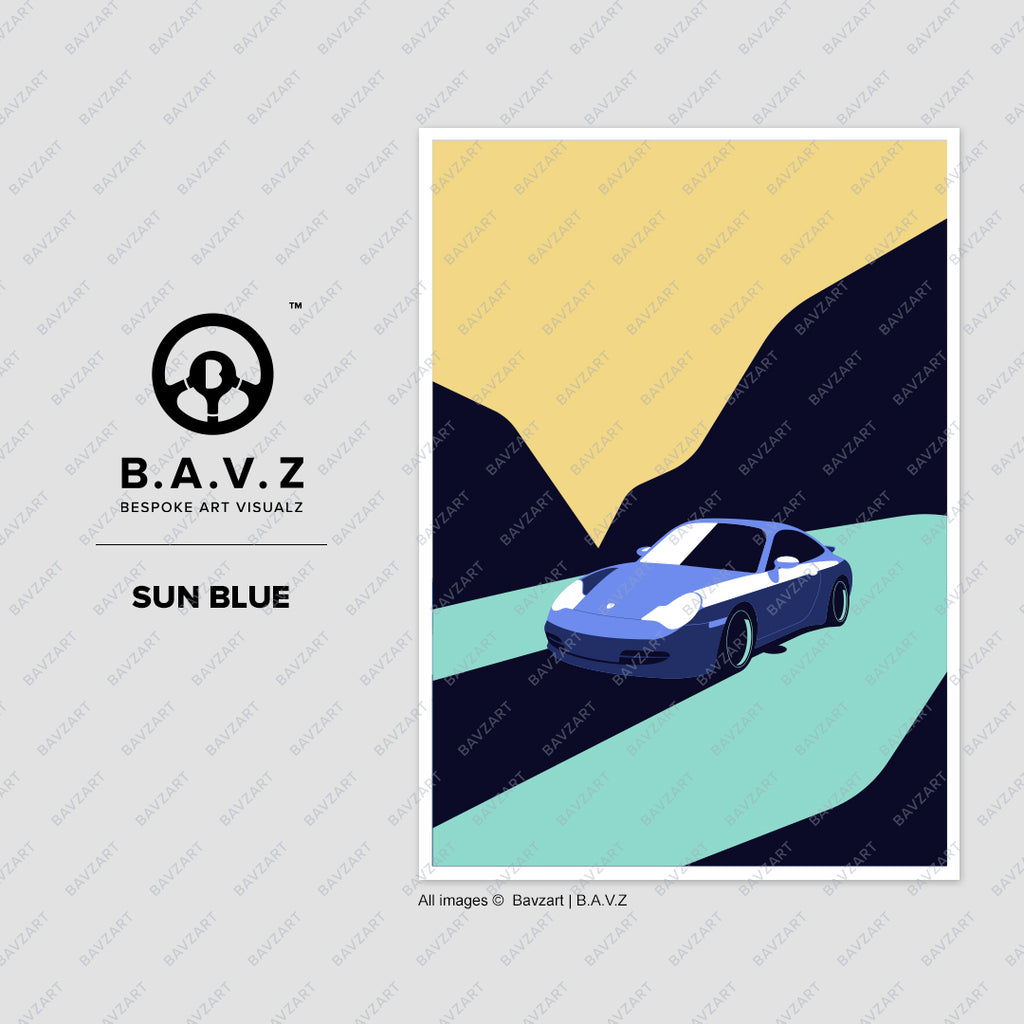 Porsche 996 sun blue - wall art