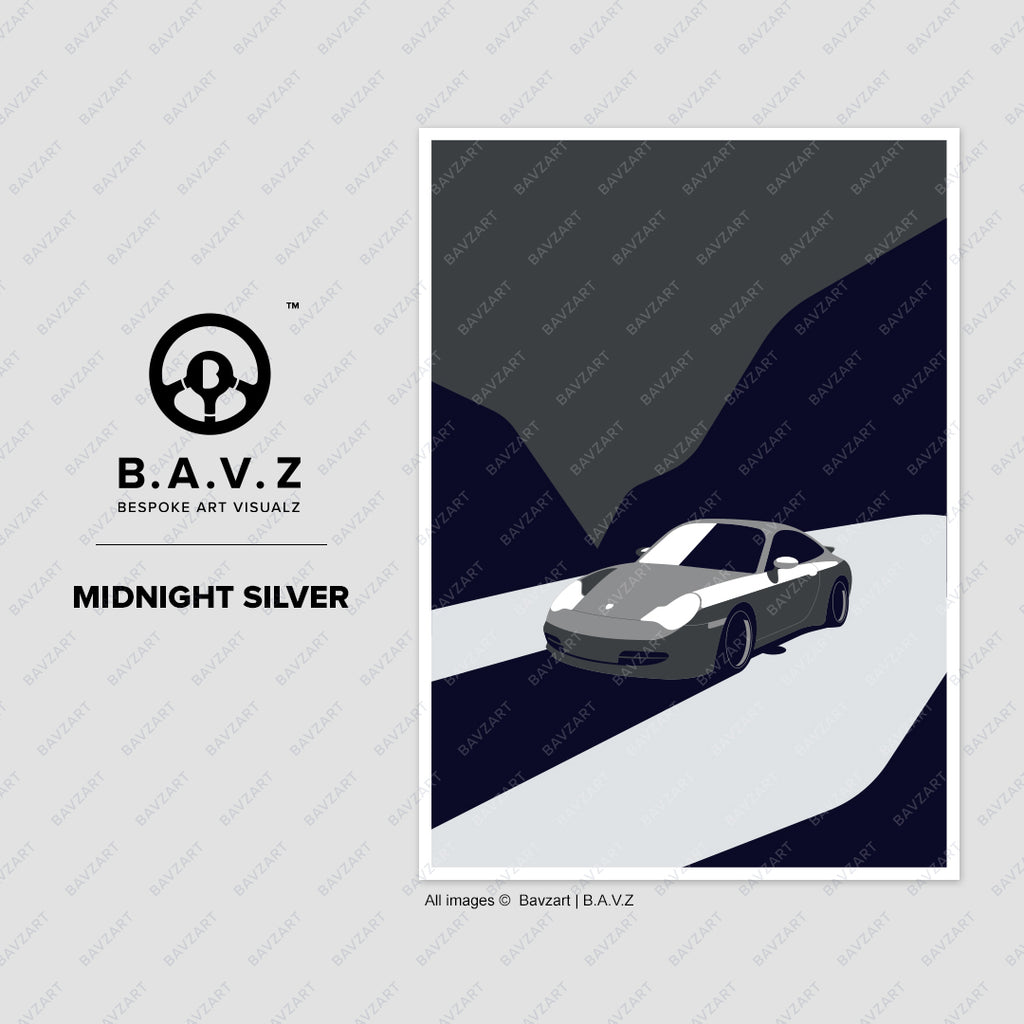 Porsche 996 midnight silver wall art