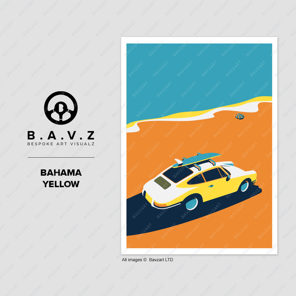 classic Porsche bahama yellow wall art