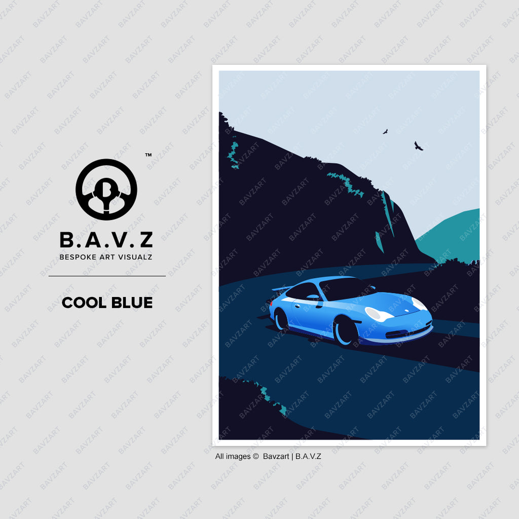 Porsche 996 GT3 cool blue wall art
