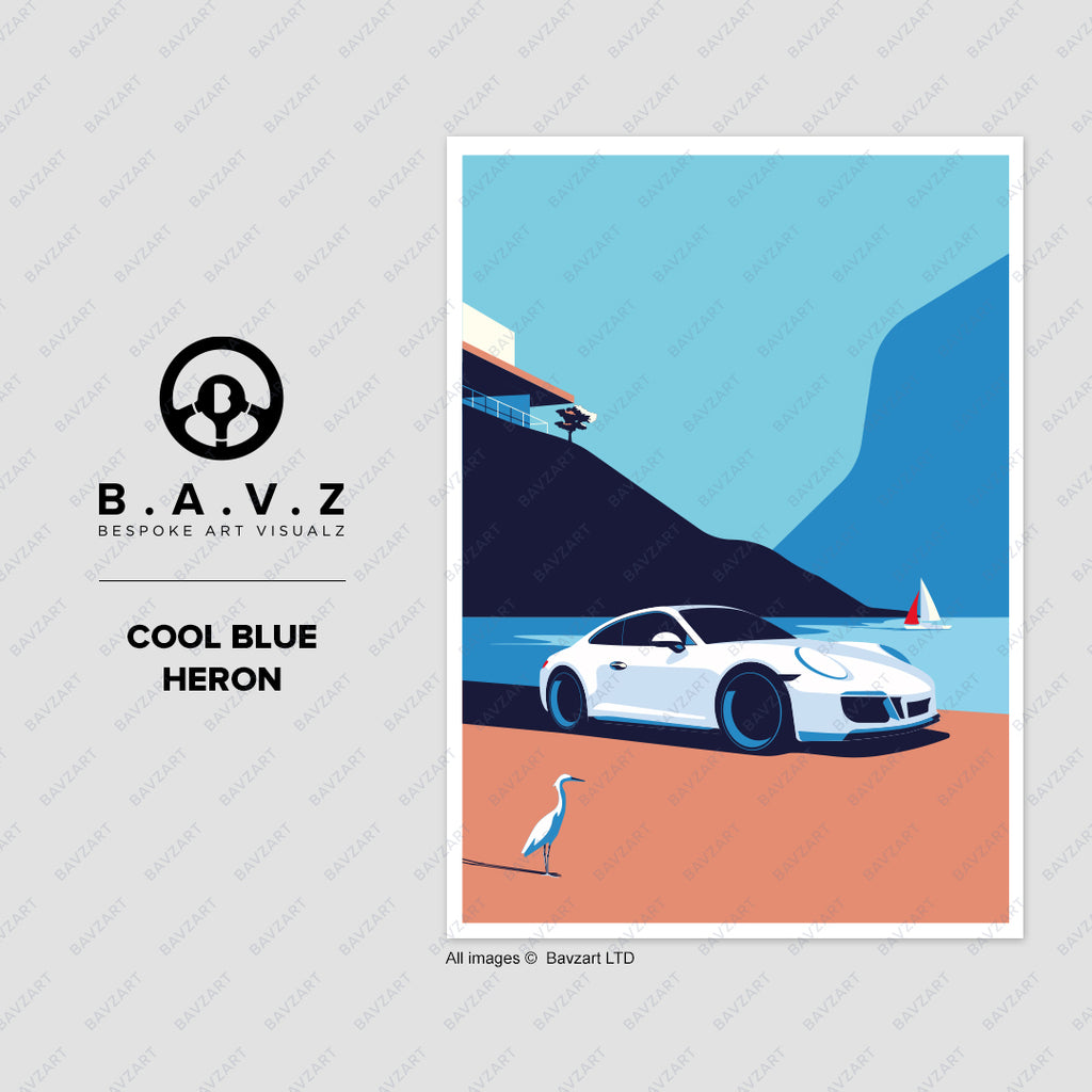 Porsche cool blue wall art