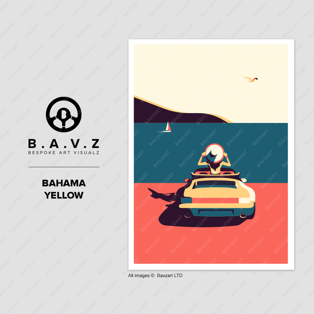Porsche 911 964 Cabriolet bahama yellow wall art