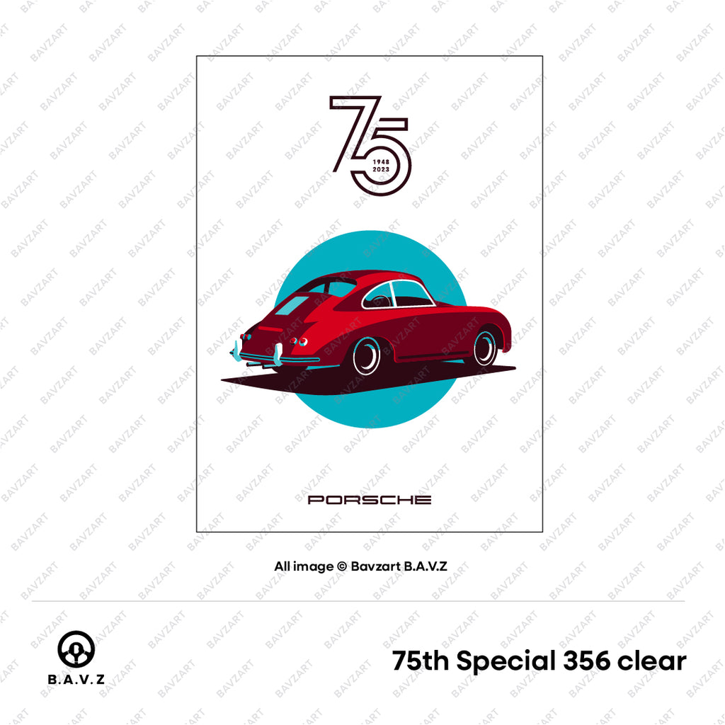 Honor the heritage of Porsche with this vintage-inspired artwork commemorating the 75th anniversary of the 356.