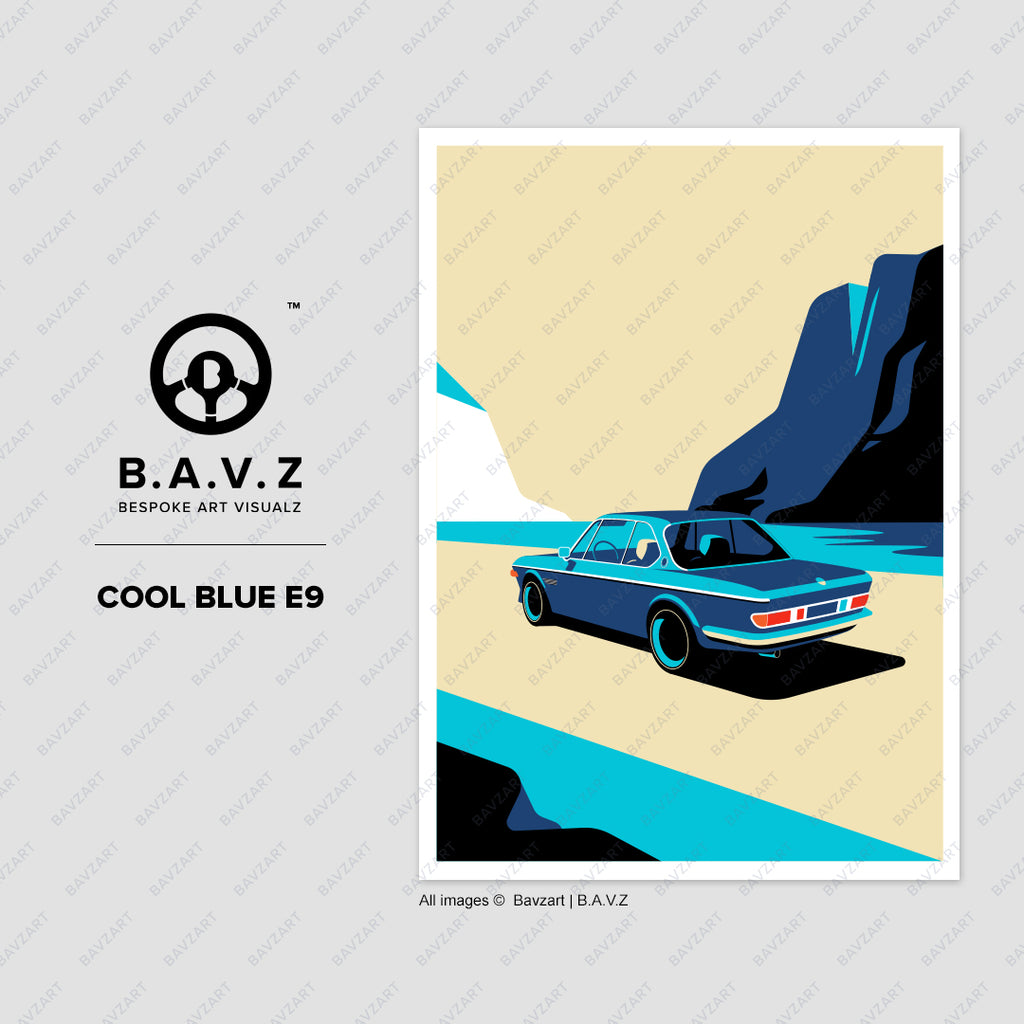 BMW classic e9 cool blue e9 wall art