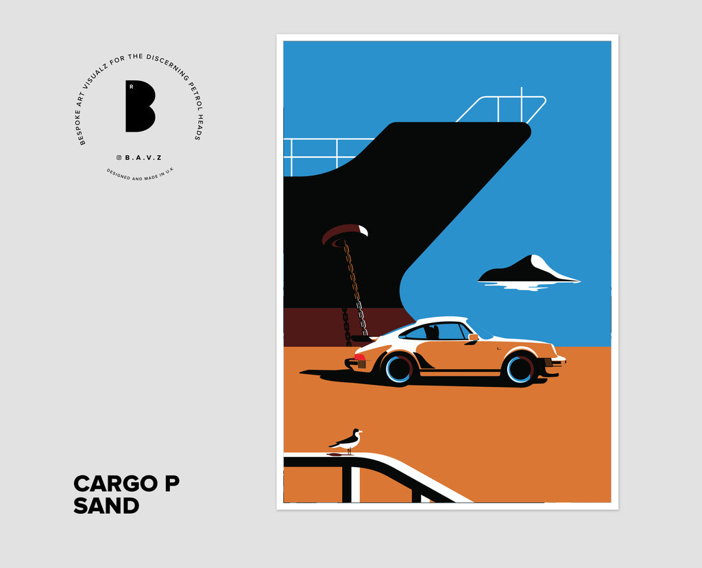 Classic Porsche turbo cargo p sand wall art