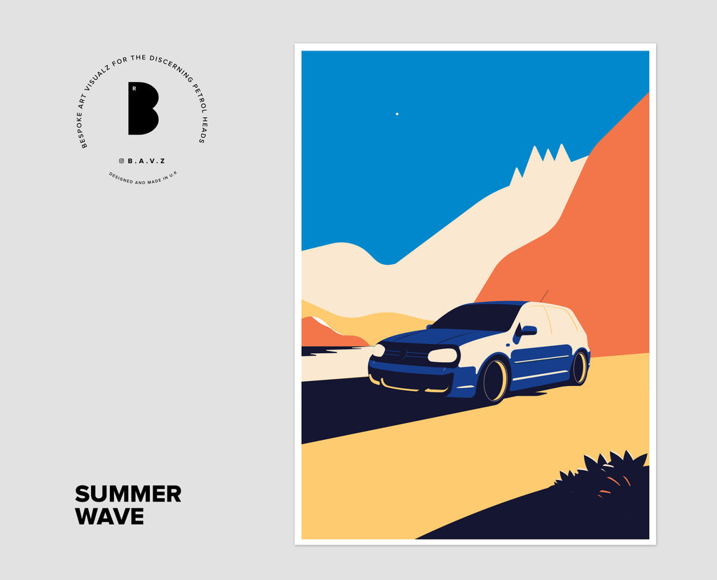 VW Golf Mk4 summer wave wall art