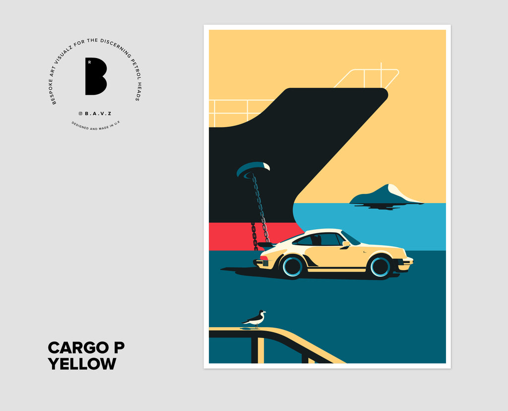 Classic Porsche turbo cargo yellow wall art