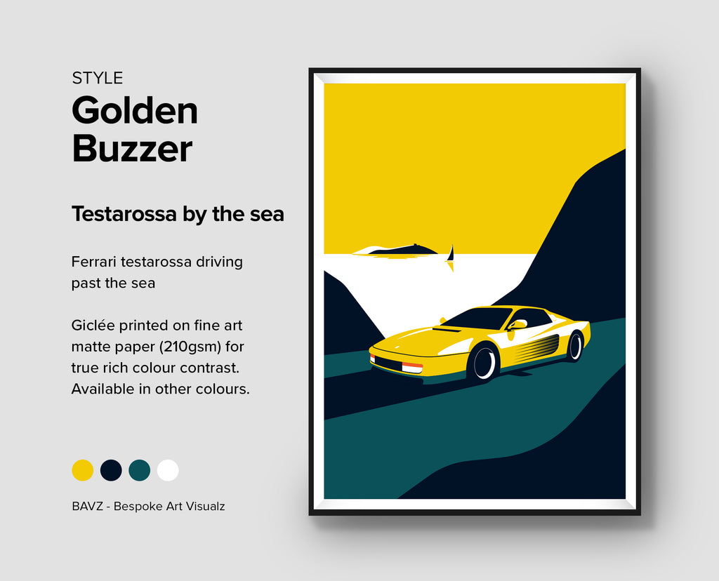 Ferrari Testarossa golden buzzer wall art
