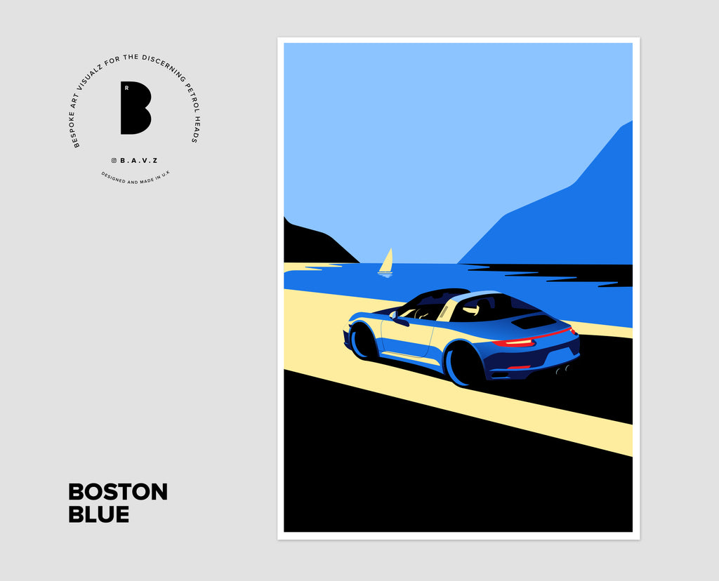 Porsche Targa boston blue wall art
