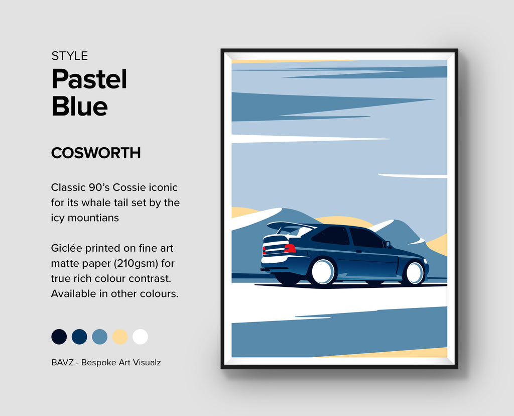 Ford Escort Cosworth patel blue- wall art