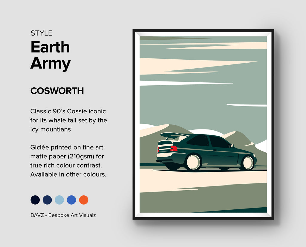 Ford Escort Cosworth earth army - wall art