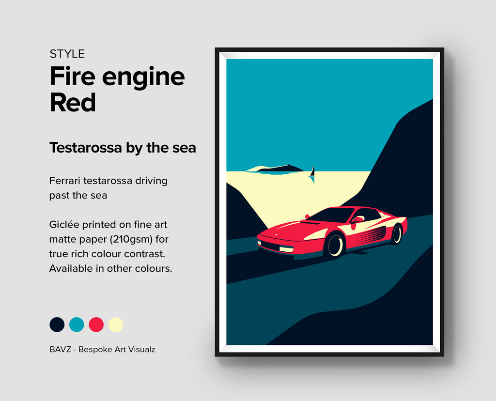 Ferrari Testarossa fire engine red wall art