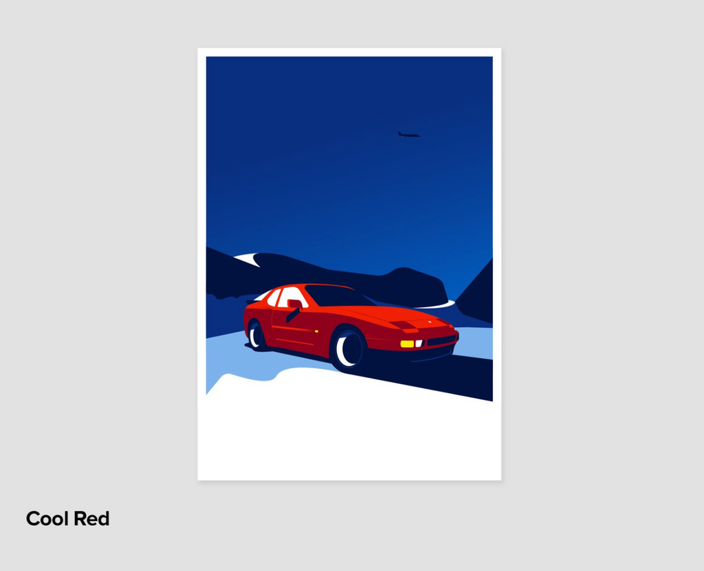 944 Porsche on Ice cool red wall art
