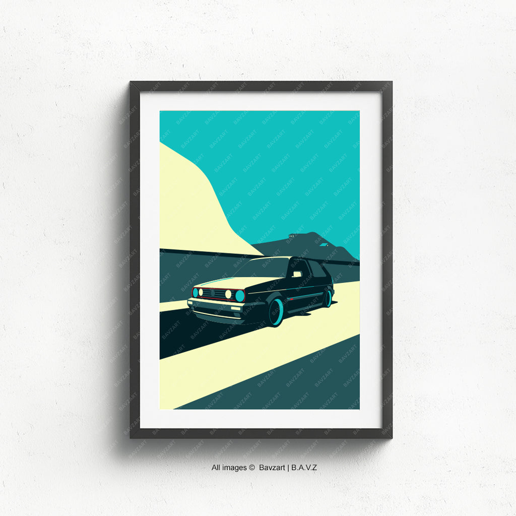VW Golf MK2 GTI wall art