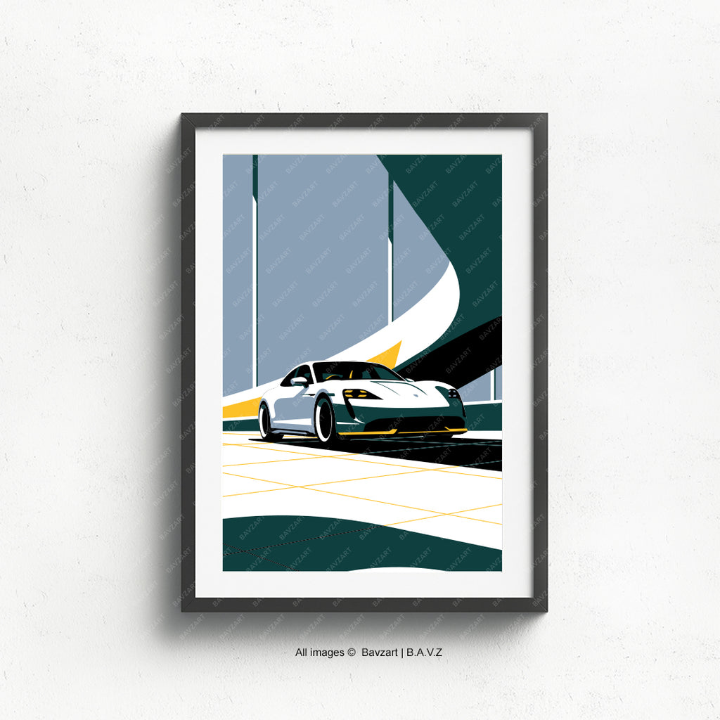 Mighty Porsche Taycan wall art