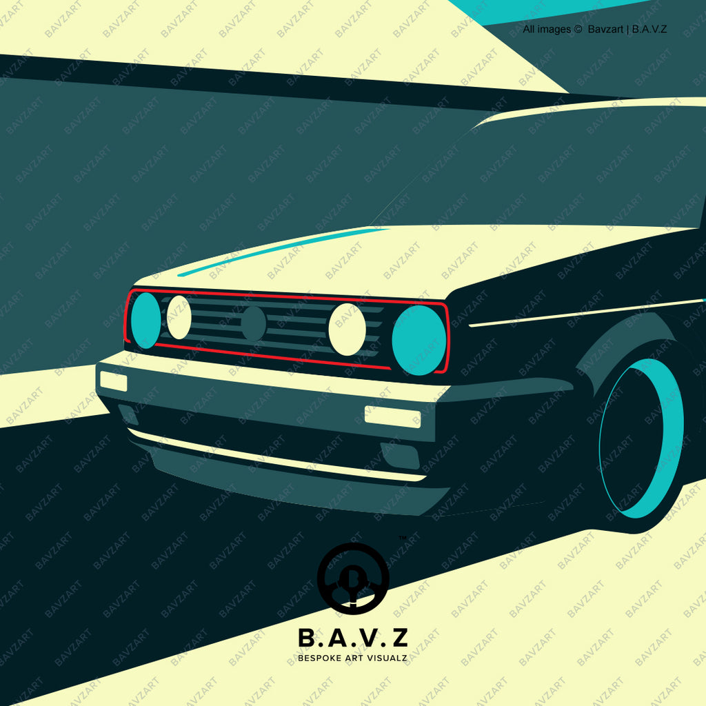 VW Golf MK2 GTI automotive art