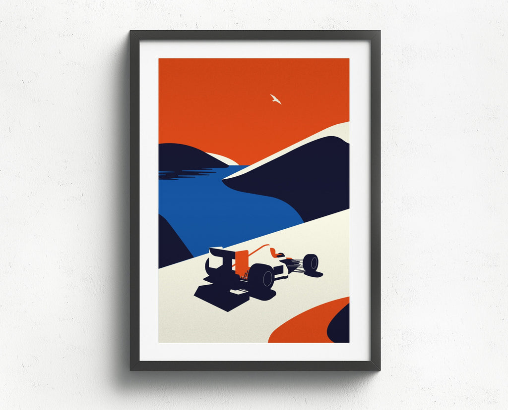 F1 Senna over the hills wall art