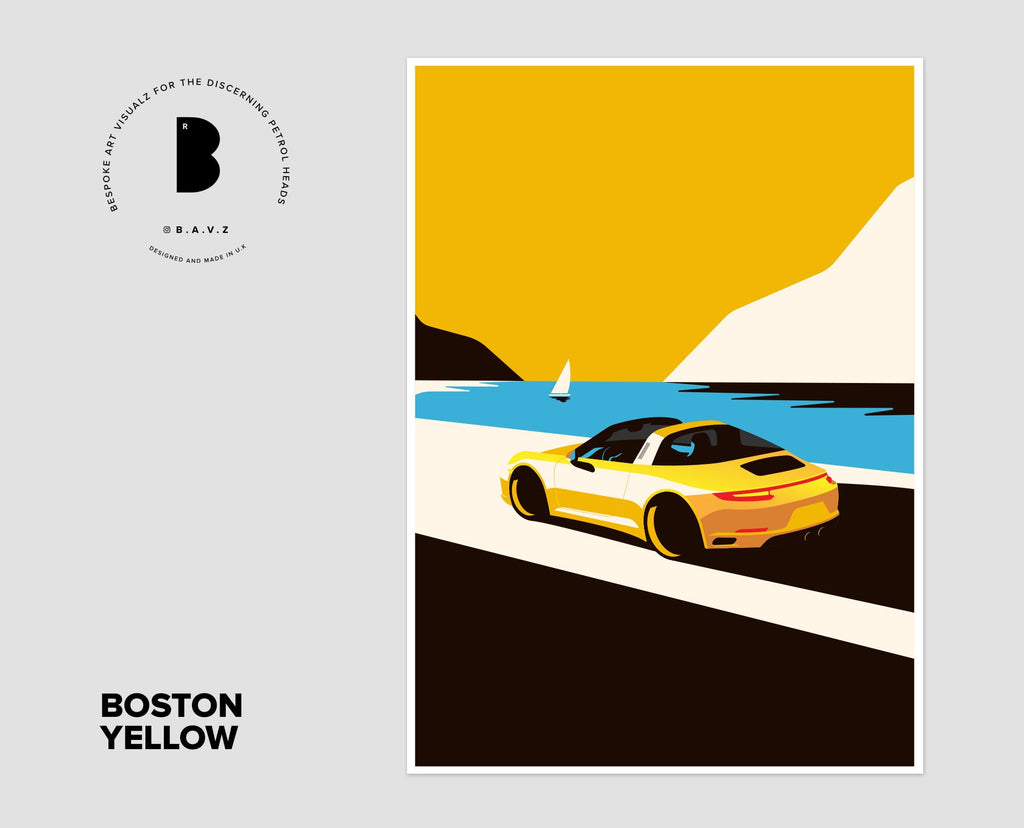 Porsche Targa boston yellow wall art