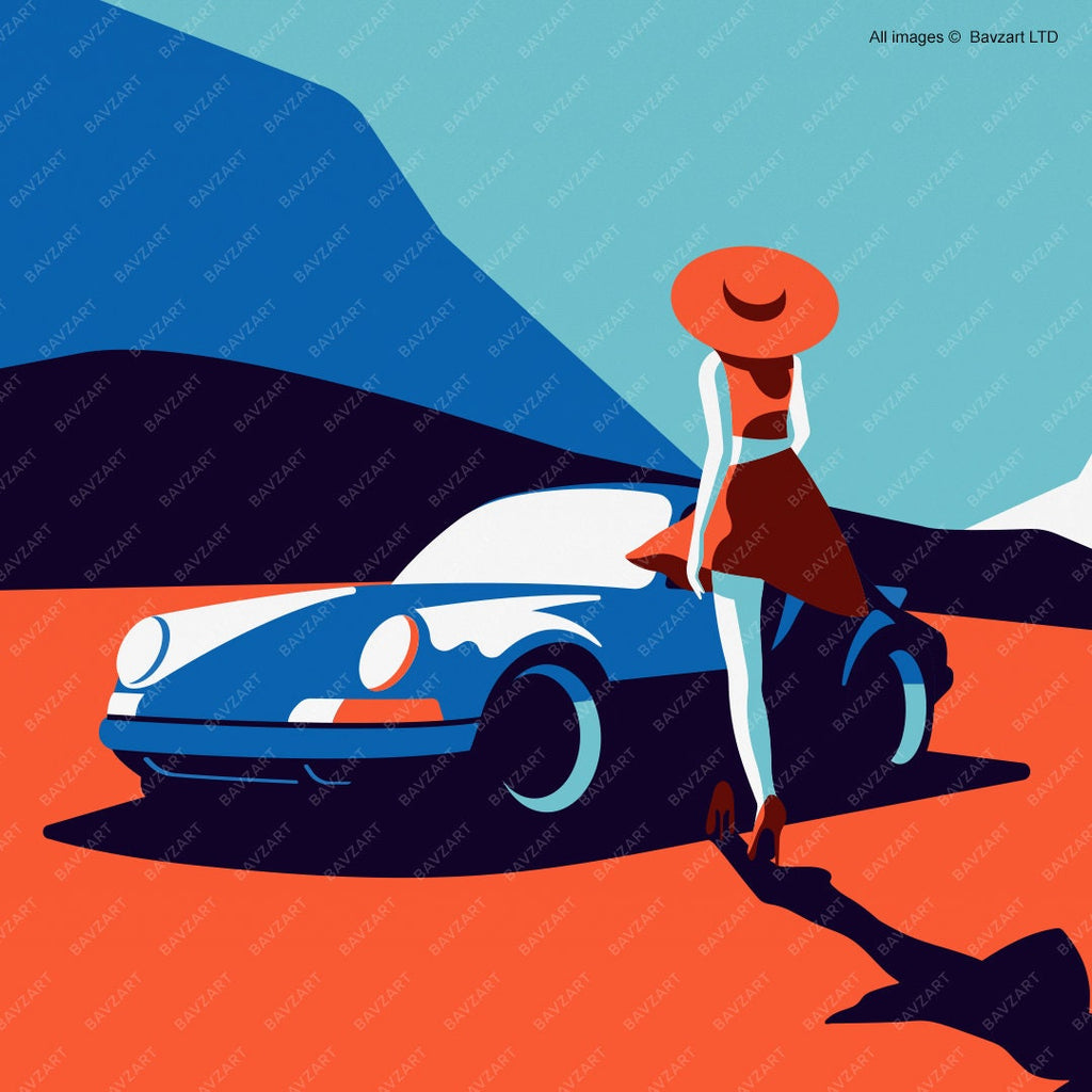 Beauty and her Porsche Turbo car art