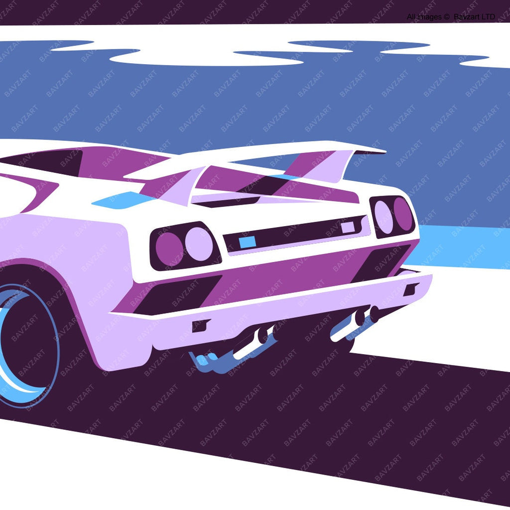 Lamborghini Diablo driving by lighthouse