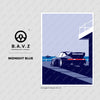 Porsche 911 turbo midnight blue wall art