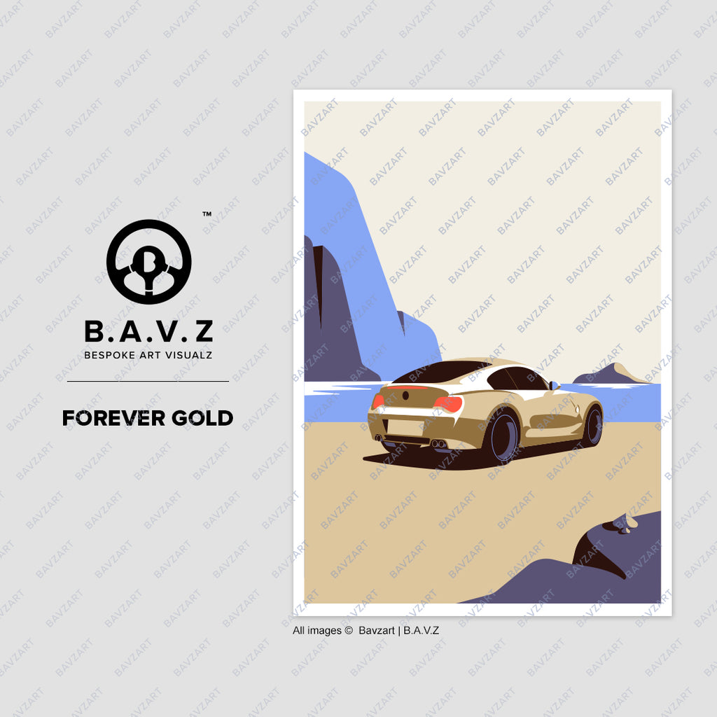 Coast to Coast with BMW Z4 - forever gold wall art