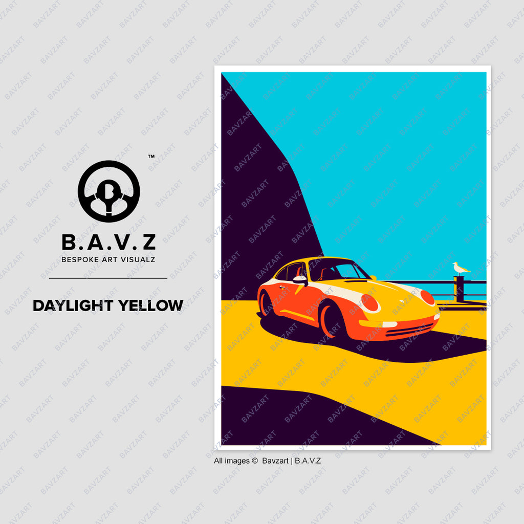 Porsche 993 daylight yellow wall art