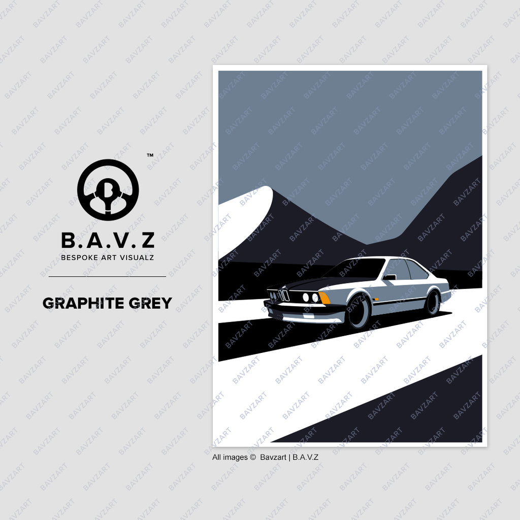 BMW e24 6 series graphite grey wall art