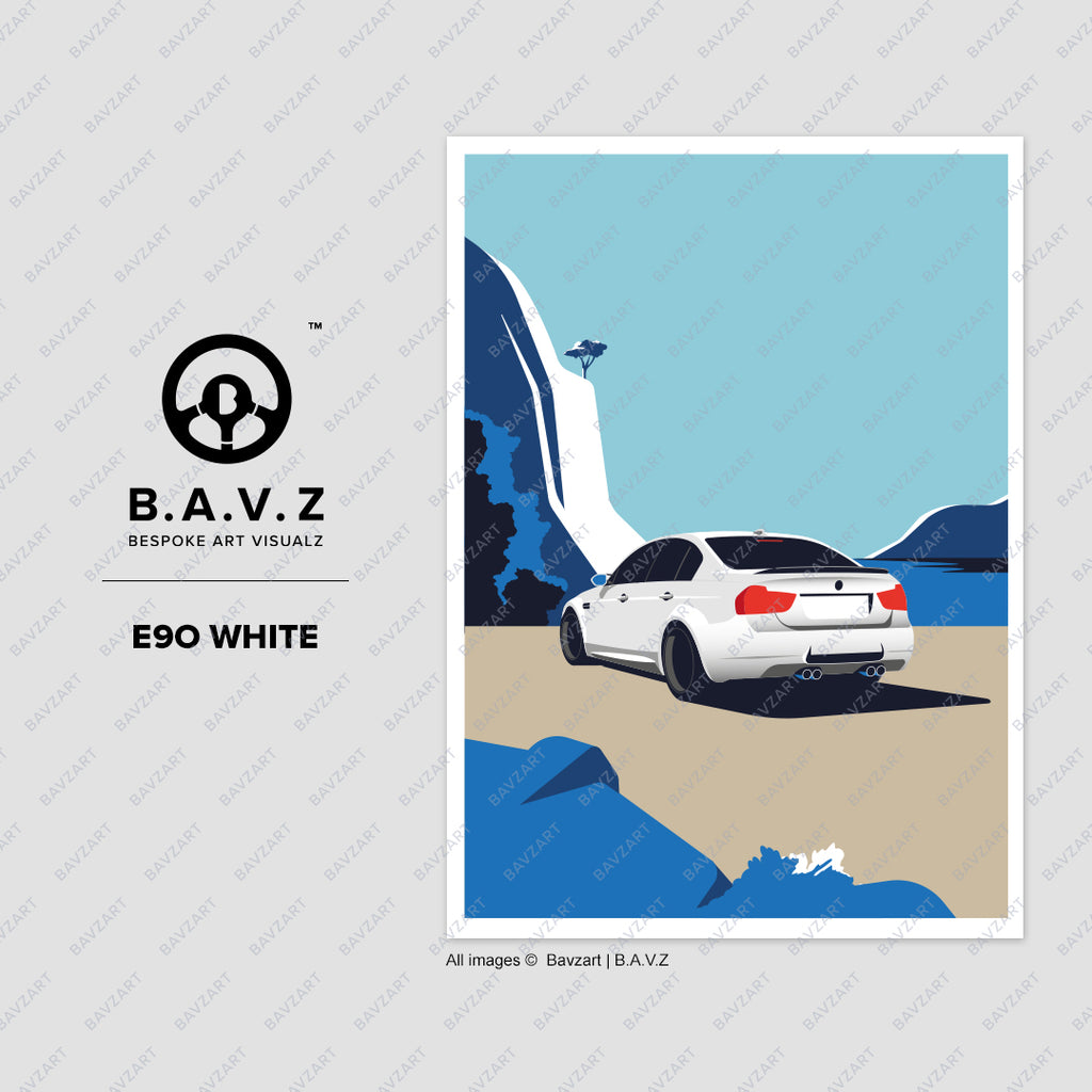 Alone with BMW M3 e90 sedan e90 white  wall art