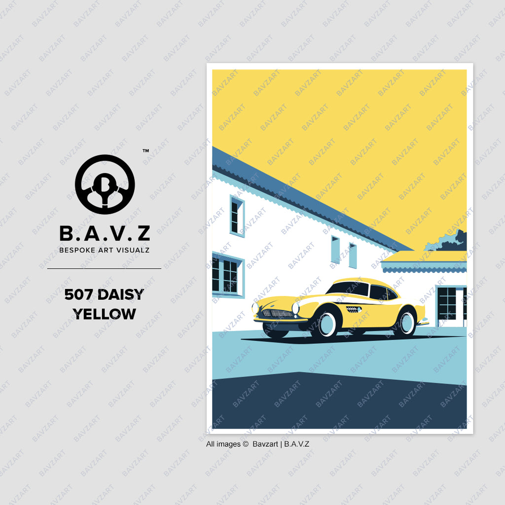 BMW 507 Roadster yellow wall art