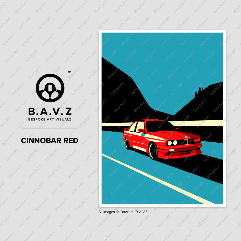 Gorgeous BMW e30 M3 cinnobar red wall art