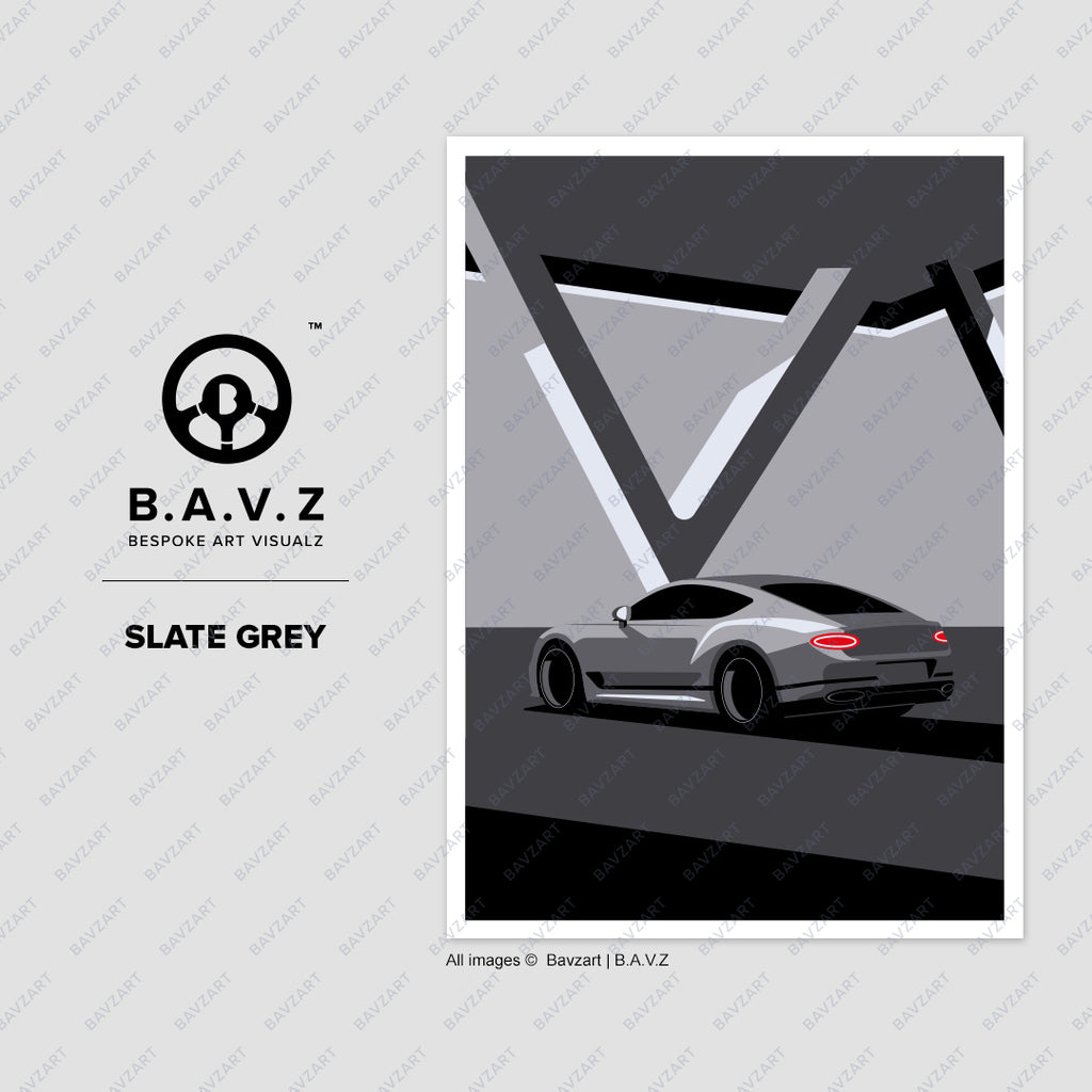 Mighty V8 Bentley GT grey wall art