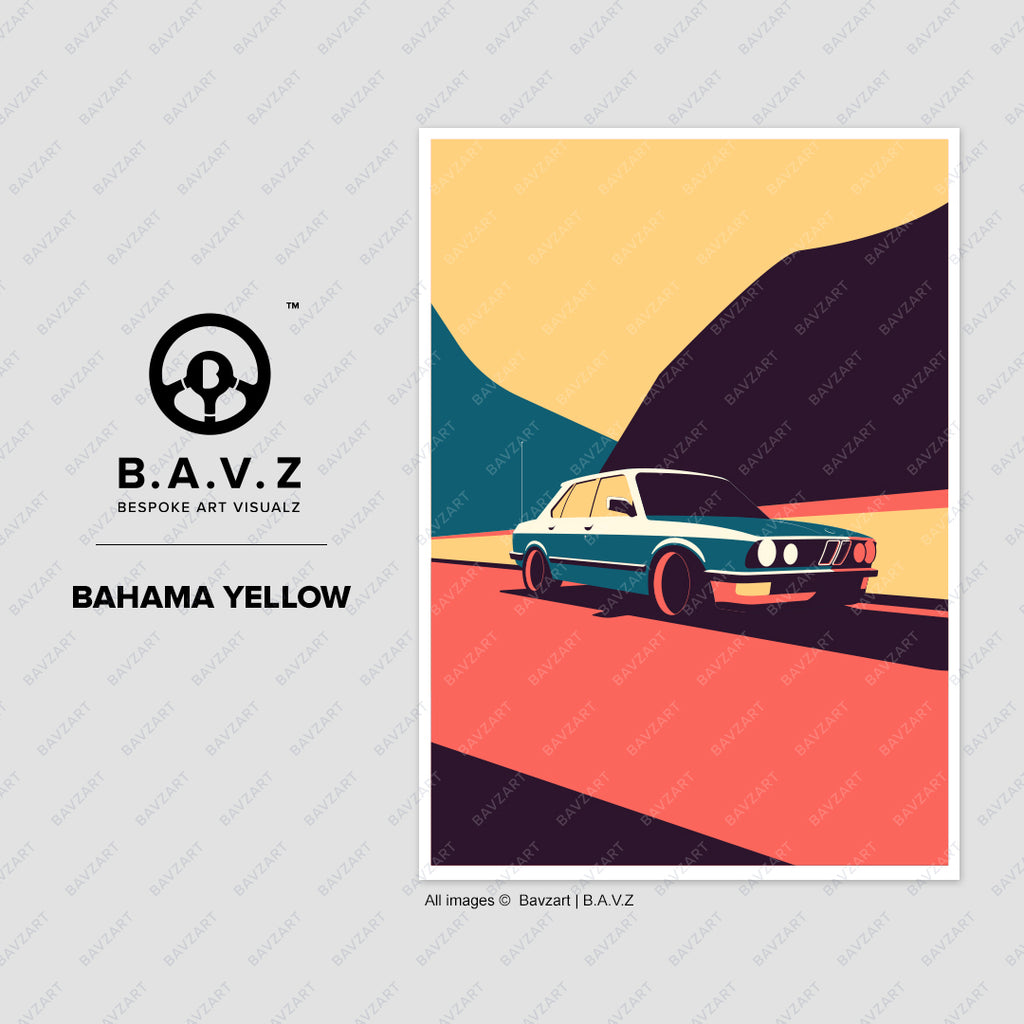 Crusing in My BMW e28 - bahama yellow  wall art