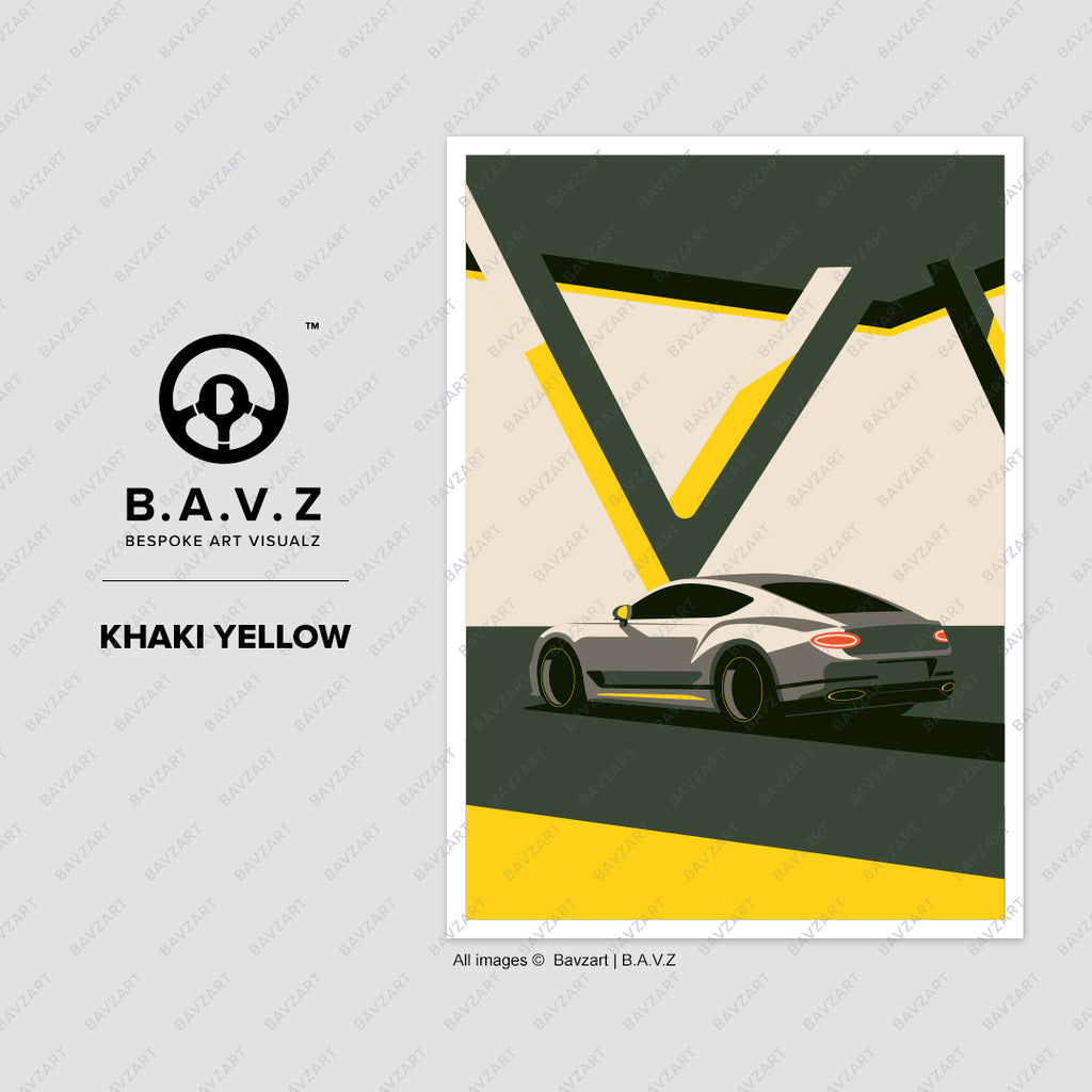 Mighty V8 Bentley GT khaki yellow wall art