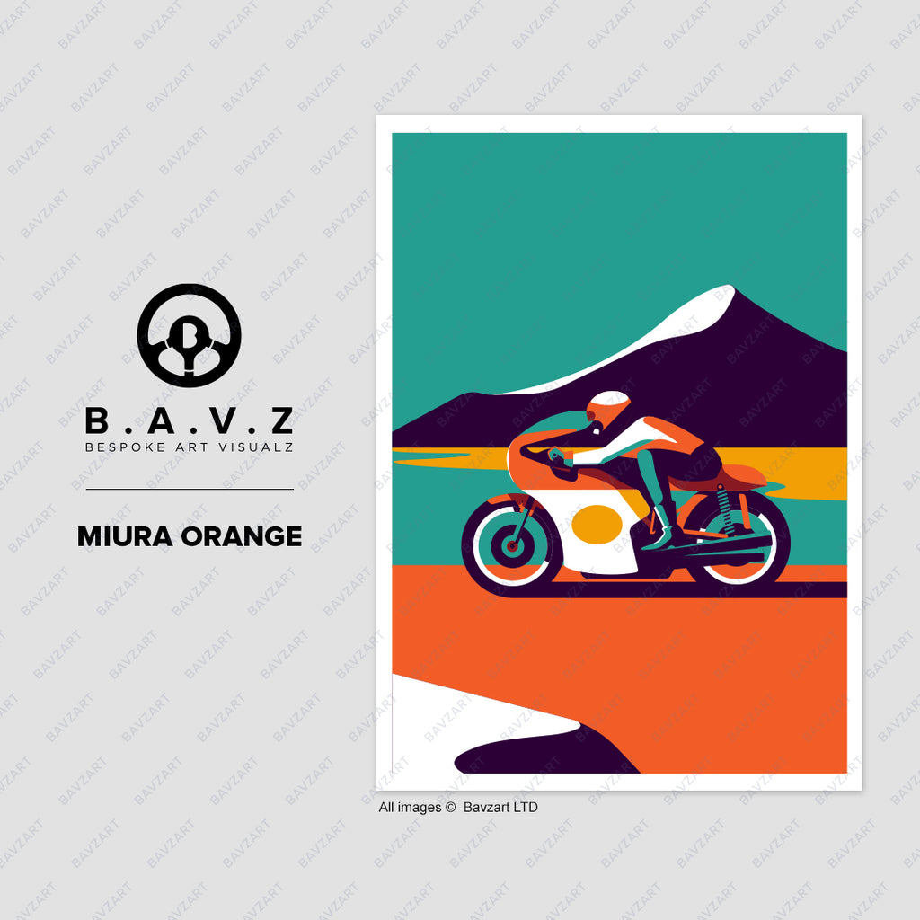 Agusta classic motorbike miura orange wall art