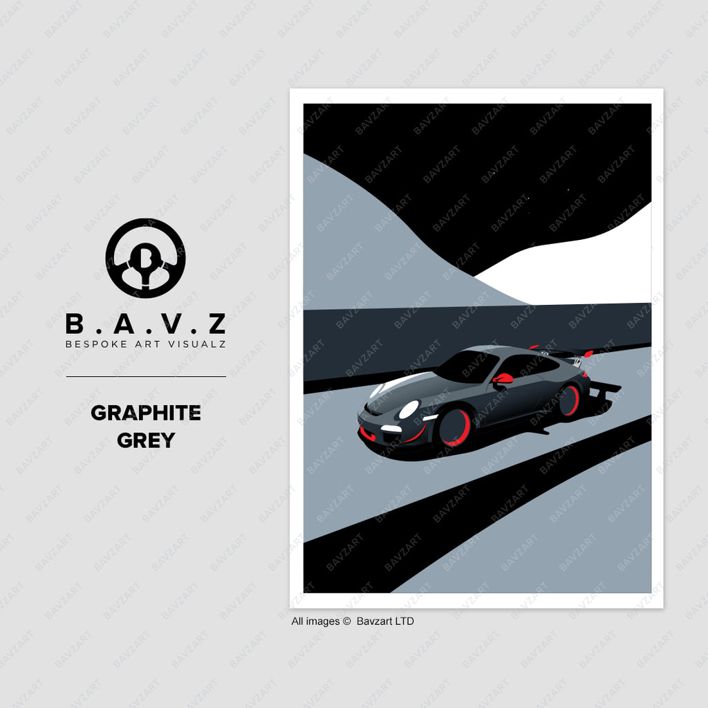 911 GT3 Porsche graphite grey wall art