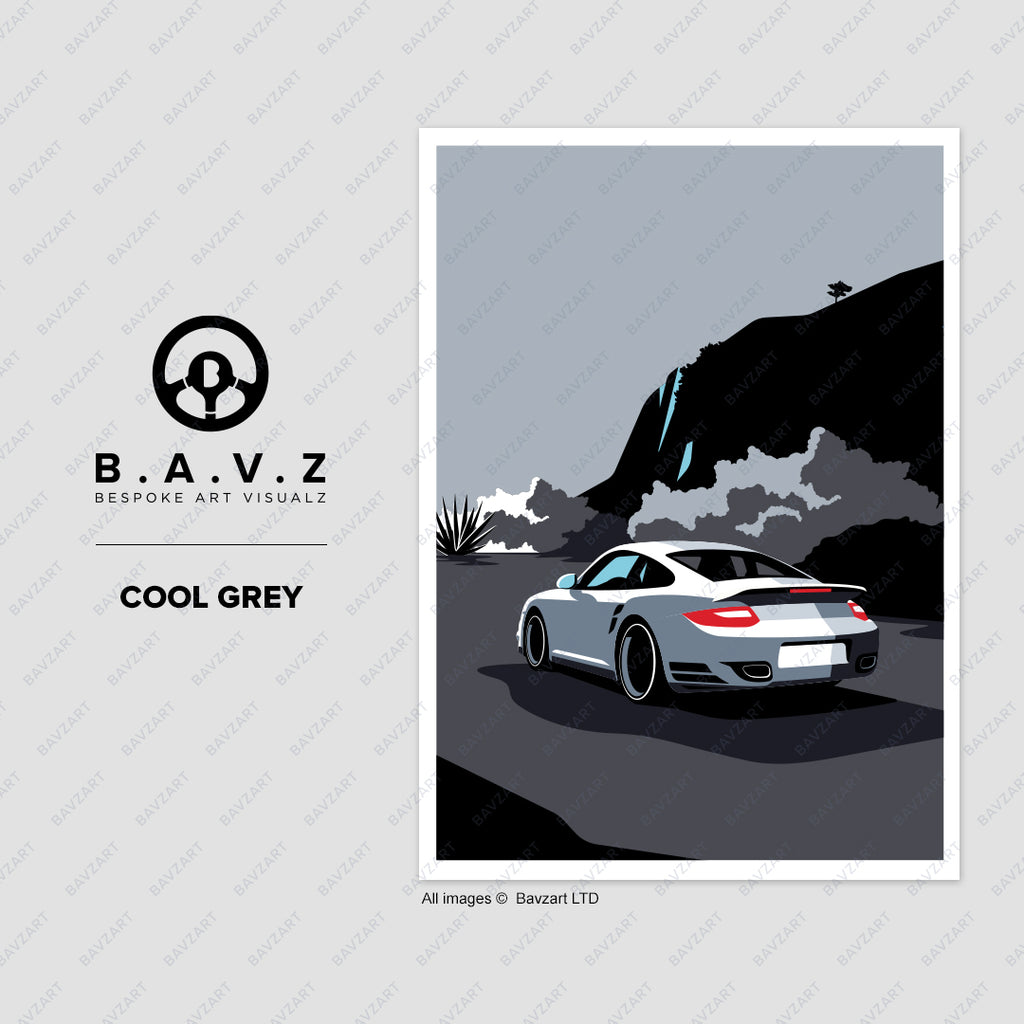 Porsche 997 turbo cool grey wall art