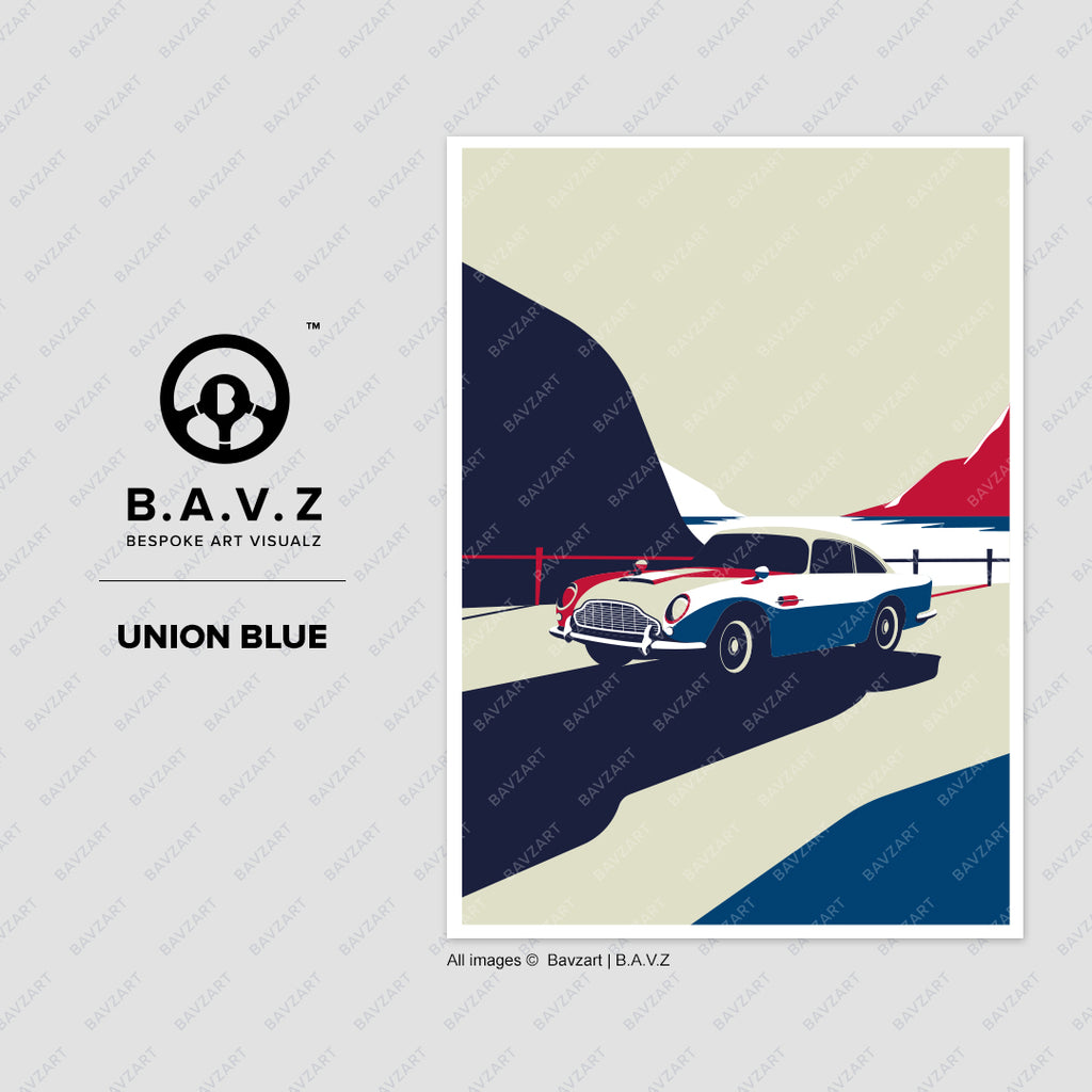 Hello DB5 Aston Martin union blue wall art