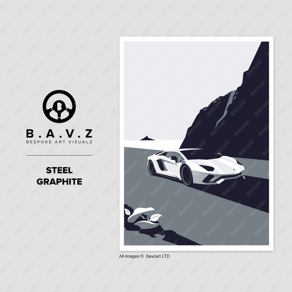 Lamborghini Aventador steel graphite wall art
