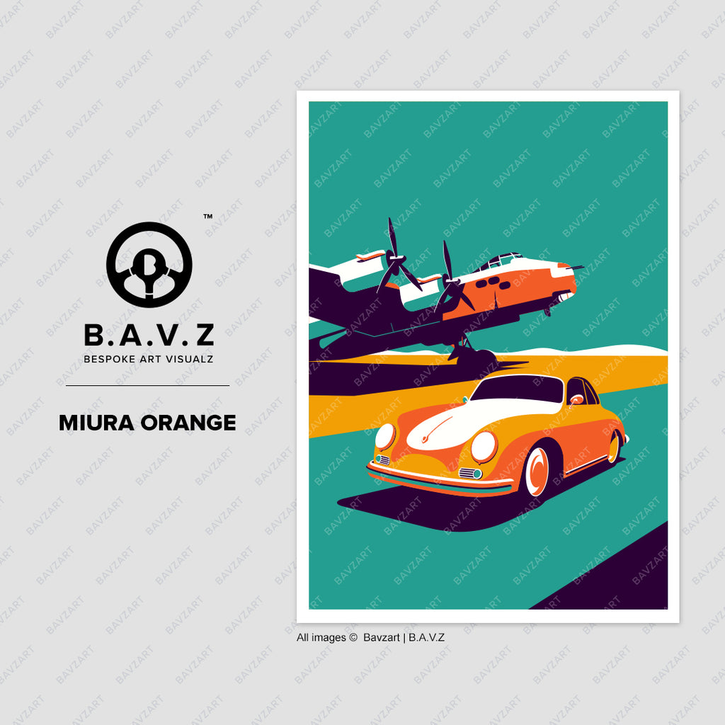 1956 Porsche 356 T1A miura orange wall art