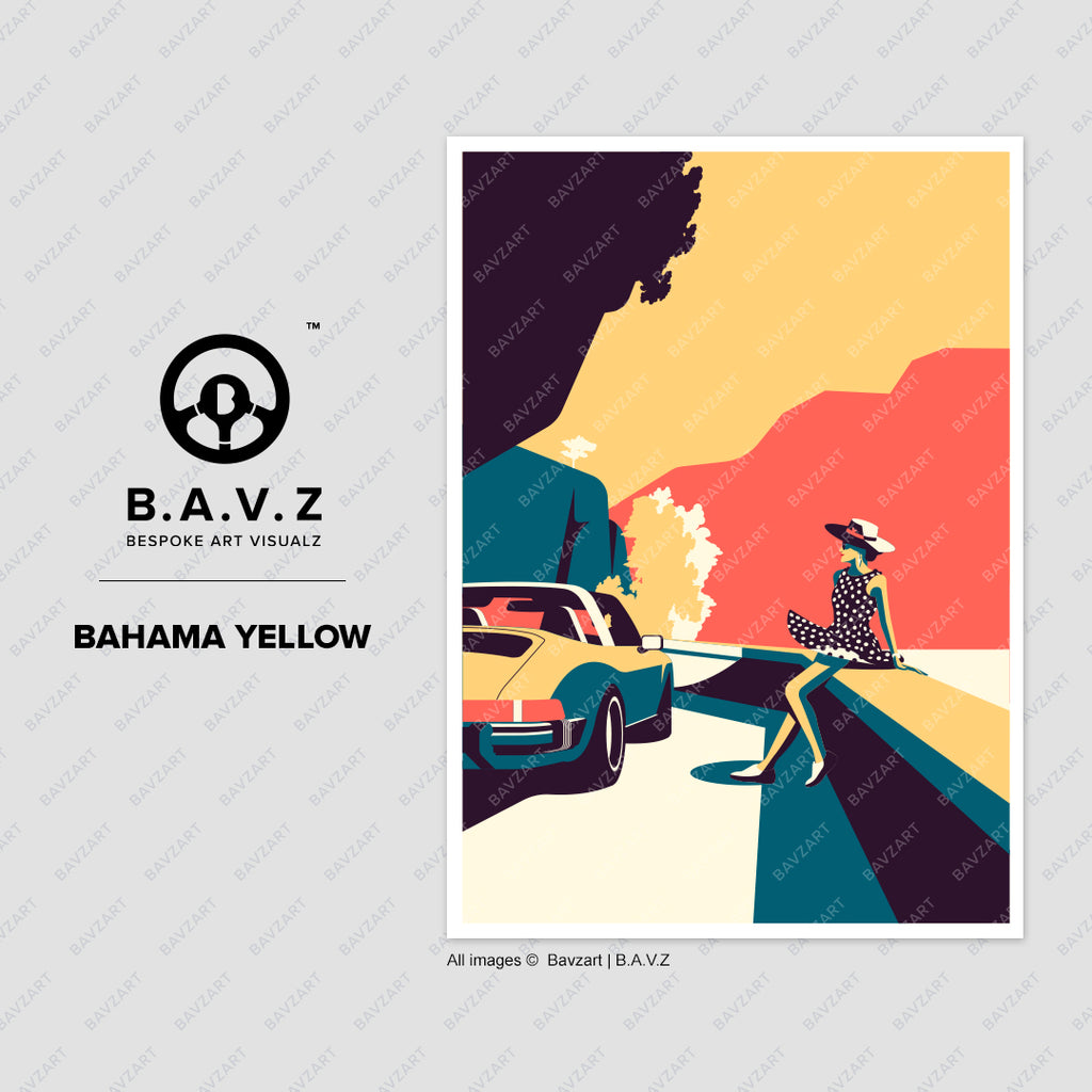 Porsche Targa bahama yellow wall art